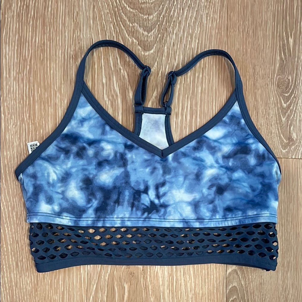 PINK Victoria's Secret Blue Sports Bra with Tie-Dye Pattern